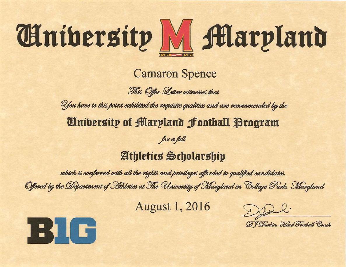 Maryland Terps scholarship offer